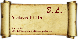 Dickman Lilla névjegykártya